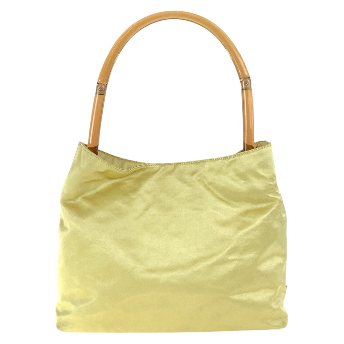 PRADA Handbag Satin, Plastic Yellow SilverMetal Handbag Shoulder Bag Triangle With logo Women Used Authentic