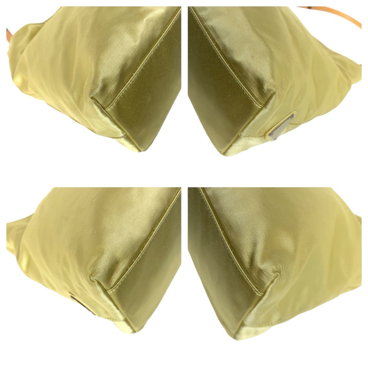 PRADA Handbag Satin, Plastic Yellow SilverMetal Handbag Shoulder Bag Triangle With logo Women Used Authentic