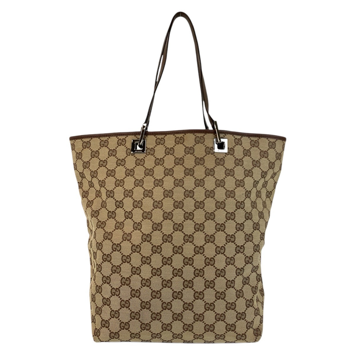 GUCCI Tote Bag 31243 GG canvas, leather Beige brown Tote Bag Shoulder Bag Women Used Authentic