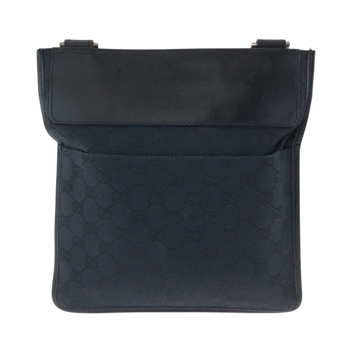 GUCCI Shoulder Bag 019 0348 GG canvas Black SilverMetal Shoulder Bag pochette Women Used Authentic
