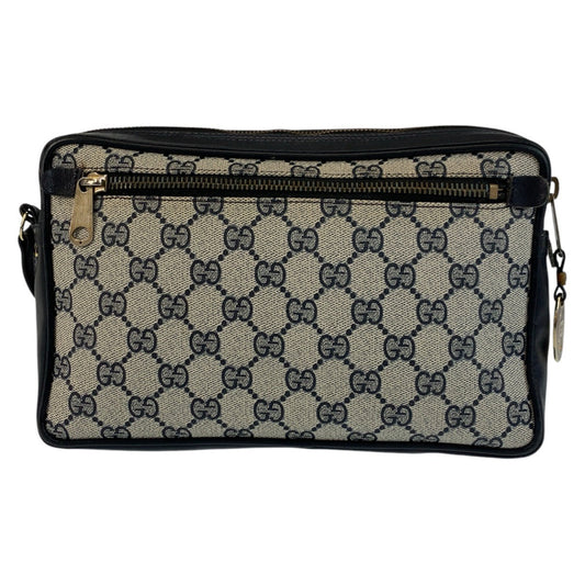 GUCCI business bag GG Supreme Canvas Gray Navy Gold Metal Sherry line