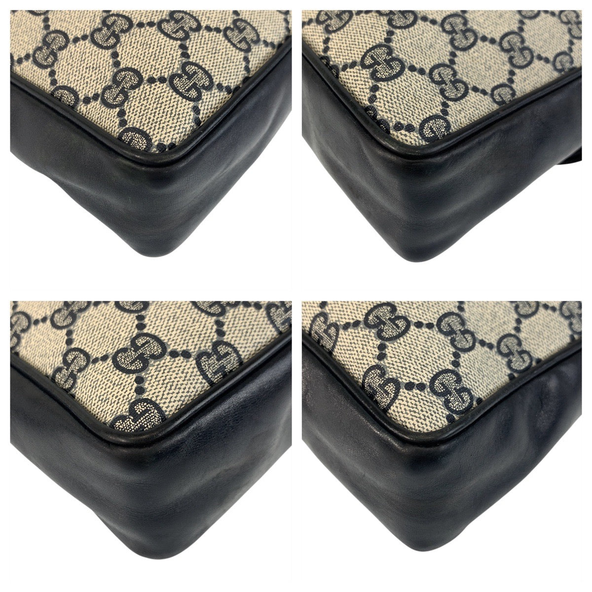 GUCCI business bag GG Supreme Canvas Gray Navy Gold Metal Sherry line
