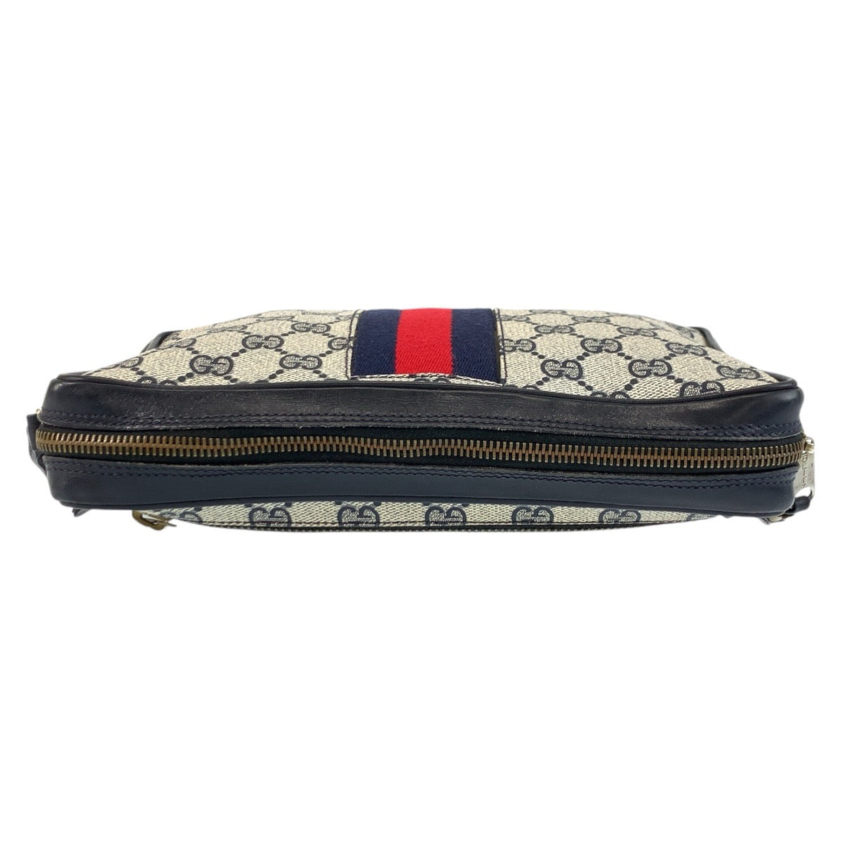GUCCI business bag GG Supreme Canvas Gray Navy Gold Metal Sherry line
