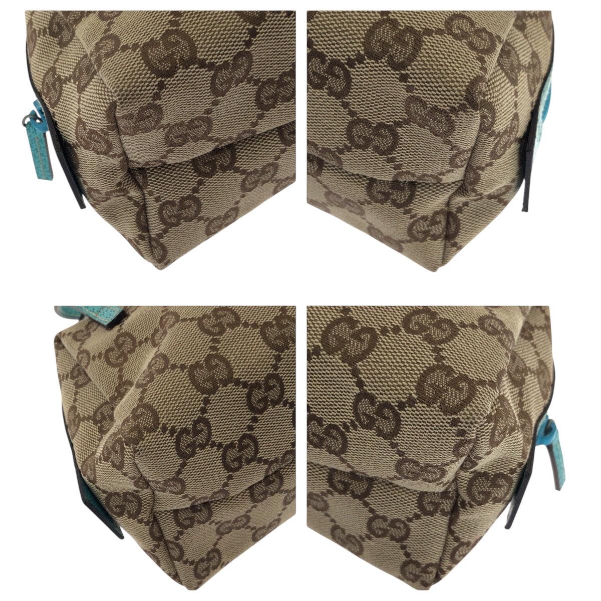 GUCCI Handbag 124541 GG canvas Beige Turquoise Blue Blue Metal Handbag mini bag Women Used Authentic