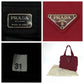 PRADA Tote Bag B8495 Nylon Red Silver Metal Tote Bag handbag Test Triangle With logo Women Used Authentic