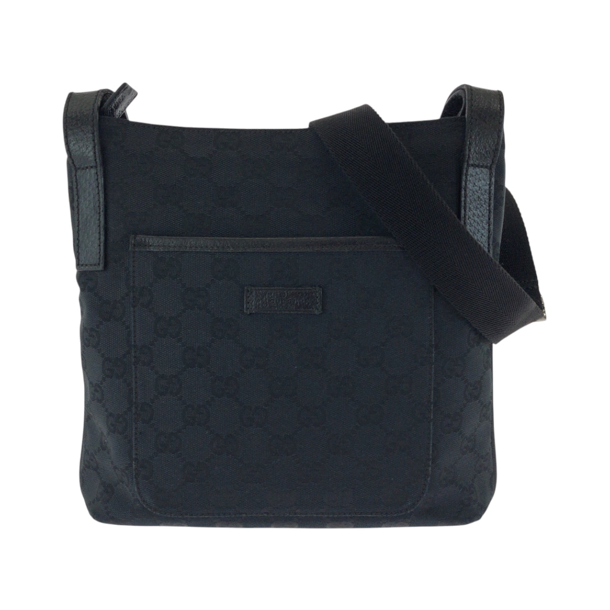 GUCCI Shoulder Bag 122793 GG canvas Black SilverMetal Shoulder Bag pochette Women Used Authentic