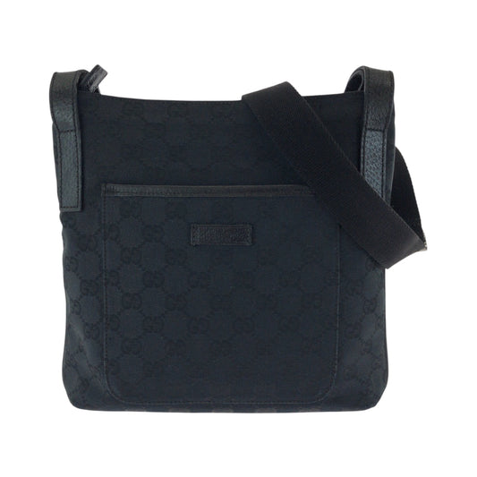 GUCCI Shoulder Bag 122793 GG canvas Black SilverMetal Shoulder Bag pochette Women Used Authentic