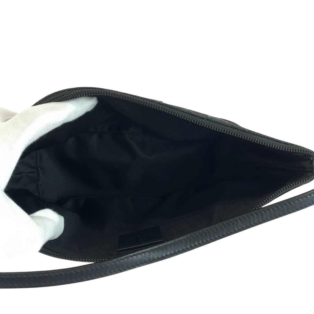 GUCCI Handbag 07198 GG canvas Black SilverMetal Handbag accessory pouch Women Used Authentic