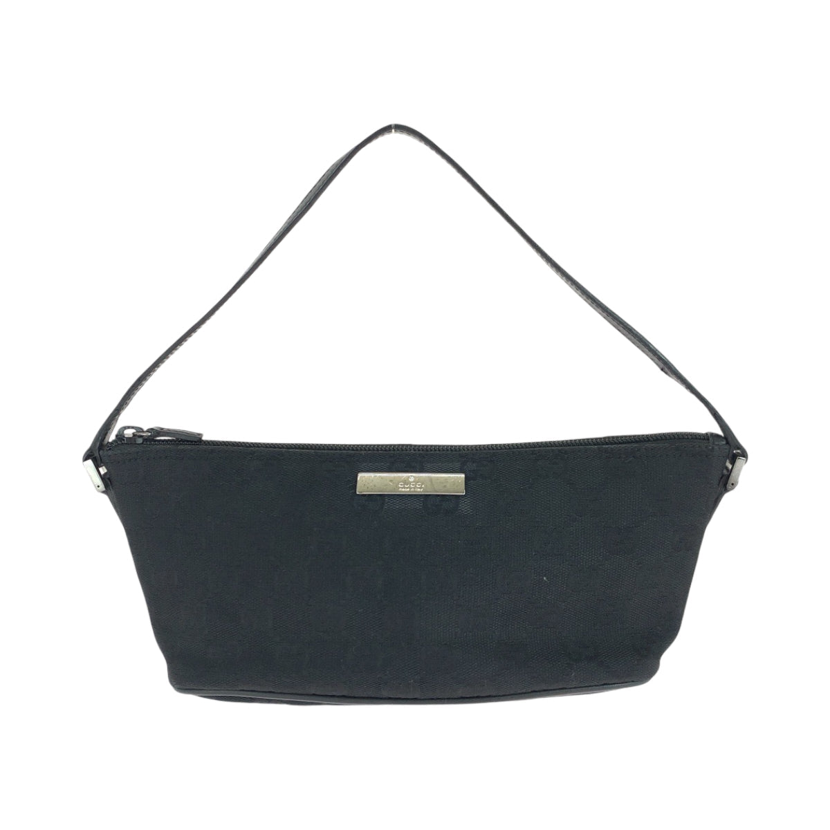 GUCCI Handbag 07198 GG canvas Black SilverMetal Handbag accessory pouch Women Used Authentic