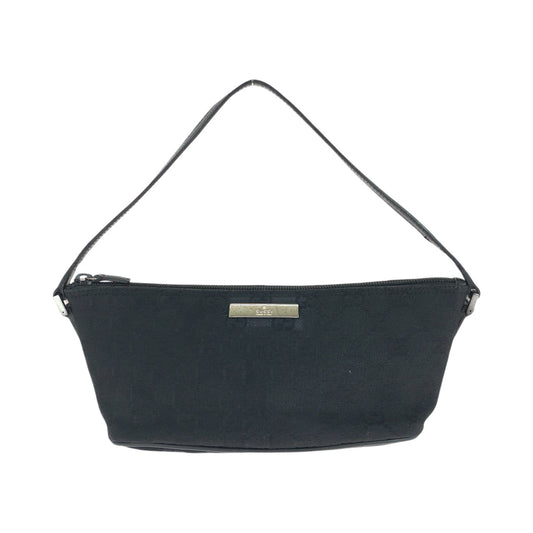 GUCCI Handbag 07198 GG canvas Black SilverMetal Handbag accessory pouch Women Used Authentic