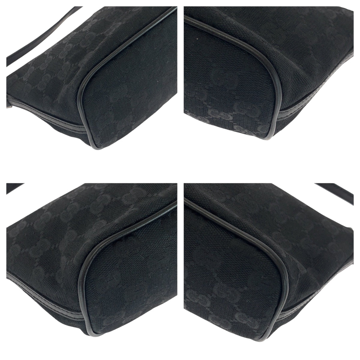 GUCCI Handbag 07198 GG canvas Black SilverMetal Handbag accessory pouch Women Used Authentic