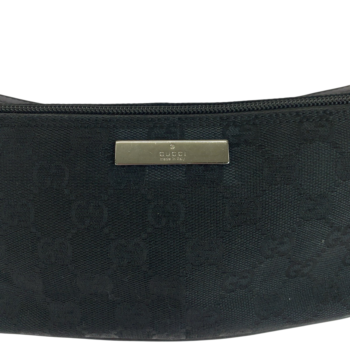 GUCCI Handbag 07198 GG canvas Black SilverMetal Handbag accessory pouch Women Used Authentic