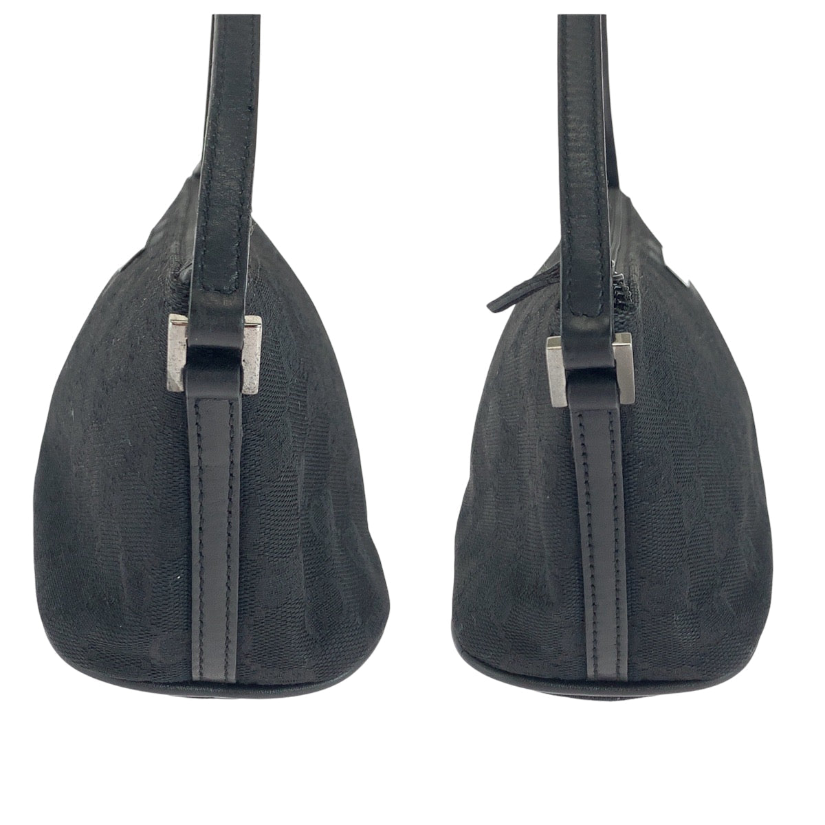 GUCCI Handbag 07198 GG canvas Black SilverMetal Handbag accessory pouch Women Used Authentic