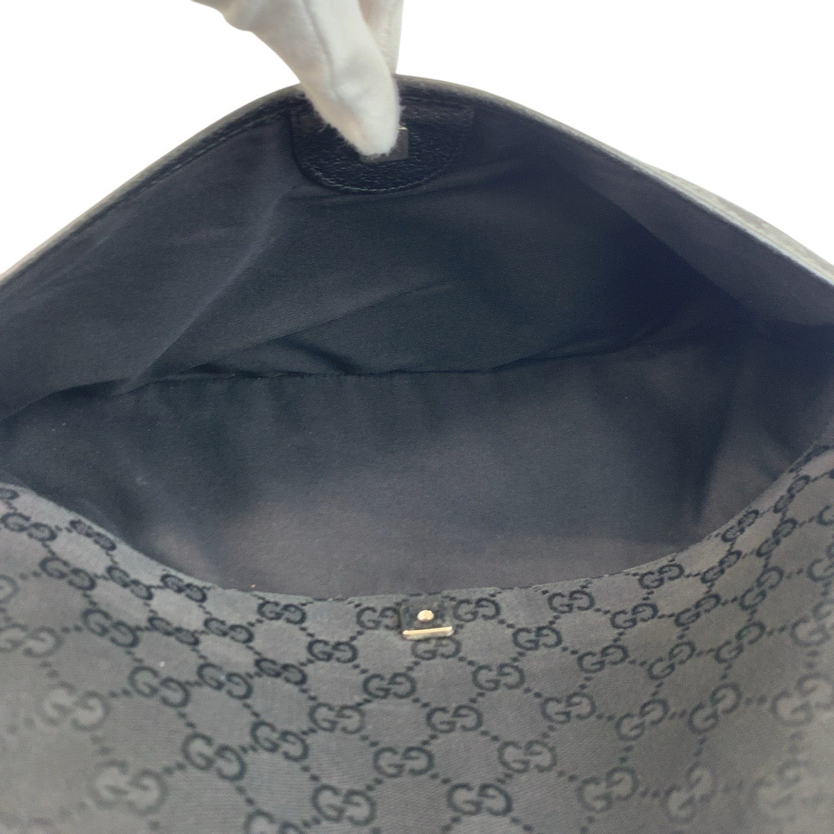 GUCCI Shoulder Bag 132260 GG canvas, leather Black SilverMetal Shoulder Bag Tote Bag Women Used Authentic