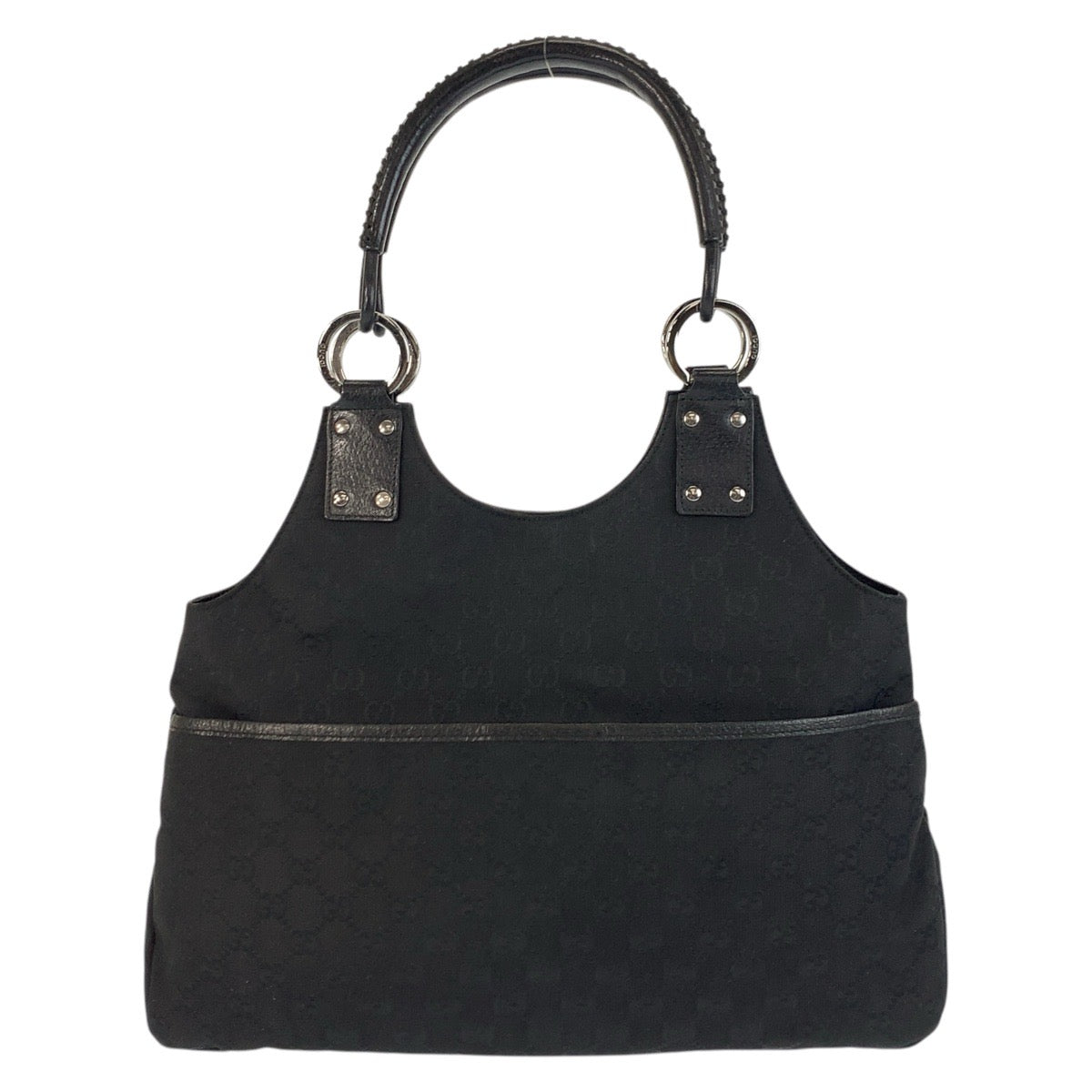 GUCCI Shoulder Bag 132260 GG canvas, leather Black SilverMetal Shoulder Bag Tote Bag Women Used Authentic