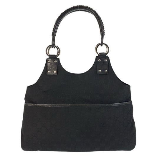 GUCCI Shoulder Bag 132260 GG canvas, leather Black SilverMetal Shoulder Bag Tote Bag Women Used Authentic