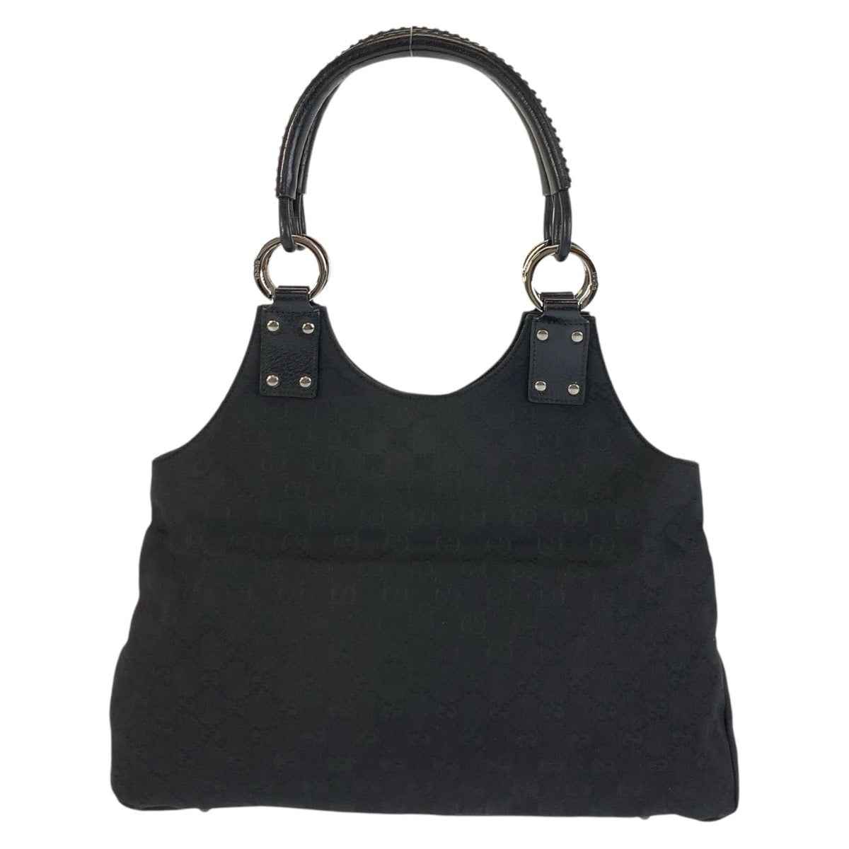 GUCCI Shoulder Bag 132260 GG canvas, leather Black SilverMetal Shoulder Bag Tote Bag Women Used Authentic
