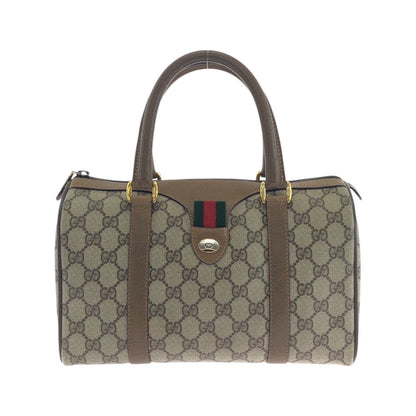 GUCCI Handbag 39.02.006 GG Supreme canvas, leather Beige Brown Gold Metal Handbag Boston Duffel bag Sherry Line Old Gucci Women Used Authentic