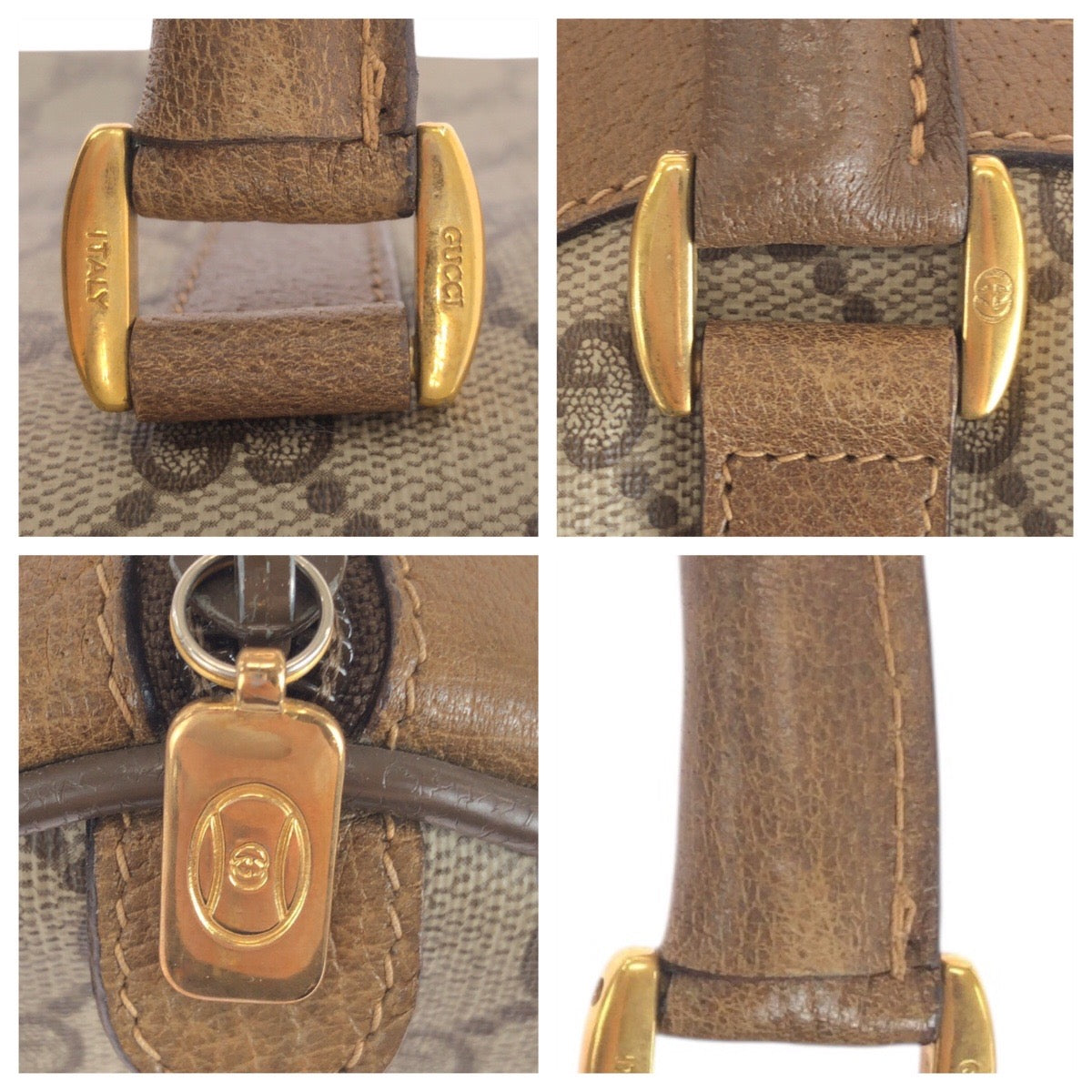 GUCCI Handbag 39.02.006 GG Supreme canvas, leather Beige Brown Gold Metal Handbag Boston Duffel bag Sherry Line Old Gucci Women Used Authentic