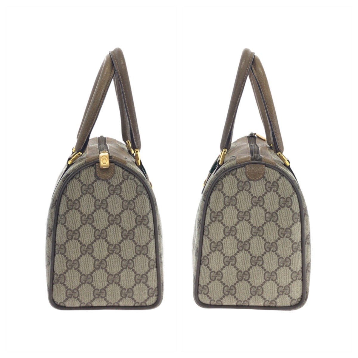GUCCI Handbag 39.02.006 GG Supreme canvas, leather Beige Brown Gold Metal Handbag Boston Duffel bag Sherry Line Old Gucci Women Used Authentic