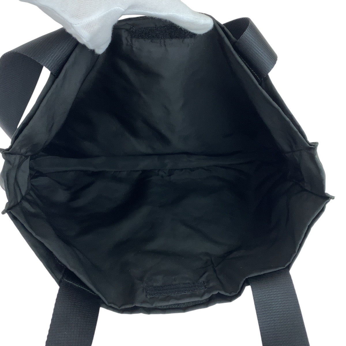 PRADA Tote Bag Nylon Black SilverMetal Tote Bag Shoulder Bag Unisex Test Triangle With logo Women Used Authentic