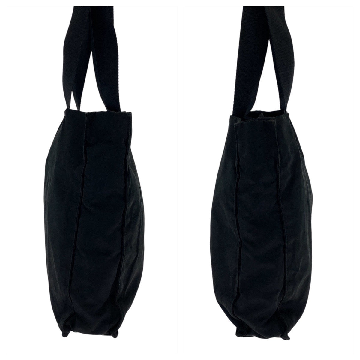 PRADA Tote Bag Nylon Black SilverMetal Tote Bag Shoulder Bag Unisex Test Triangle With logo Women Used Authentic