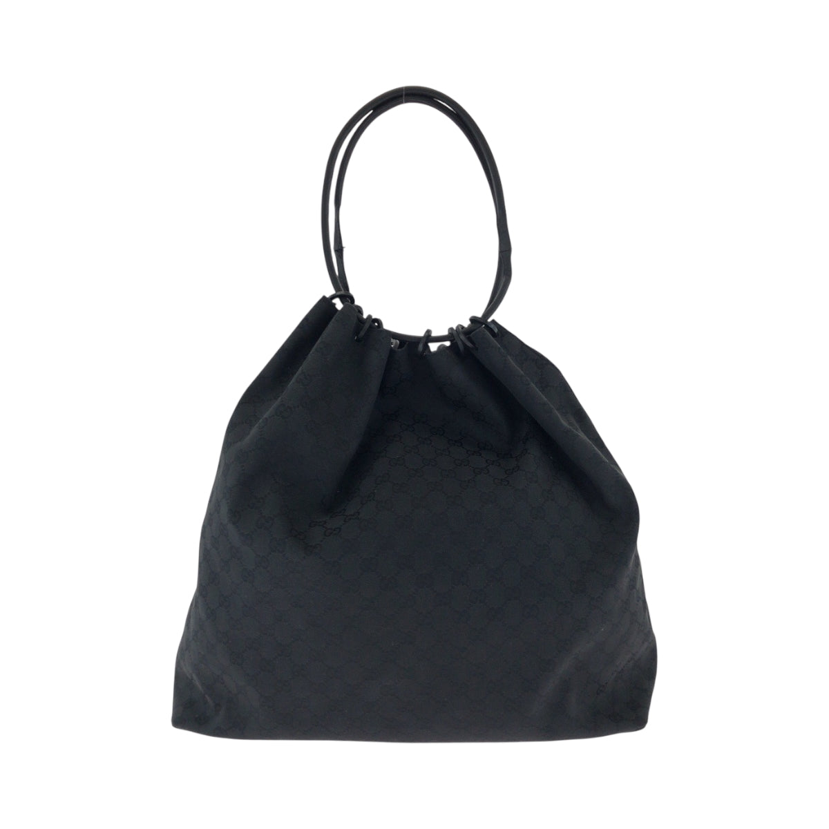 GUCCI Shoulder Bag 91379 GG canvas Black Black Metal Drawstring Shoulder Bag Women Used Authentic