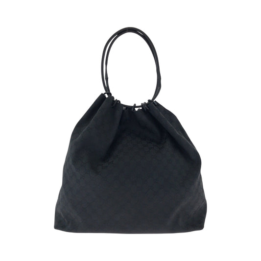 GUCCI Shoulder Bag 91379 GG canvas Black Black Metal Drawstring Shoulder Bag Women Used Authentic