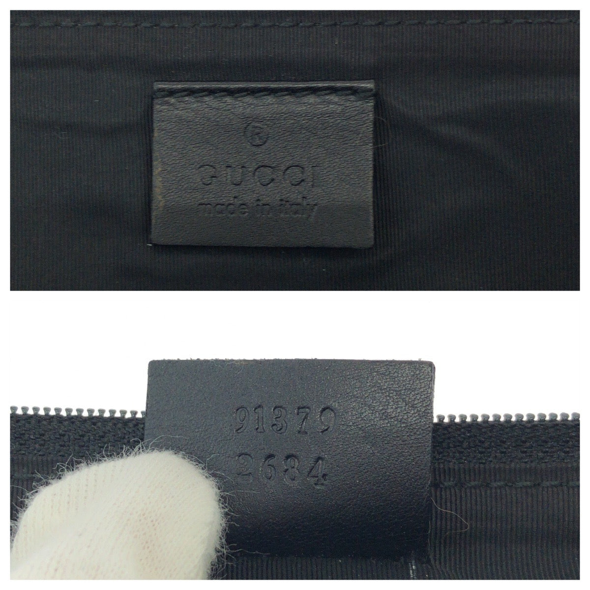 GUCCI Shoulder Bag 91379 GG canvas Black Black Metal Drawstring Shoulder Bag Women Used Authentic