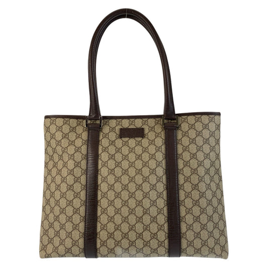 GUCCI Tote Bag 114288 GG Supreme canvas, leather Beige brown Tote Bag Shoulder Bag Women Used Authentic