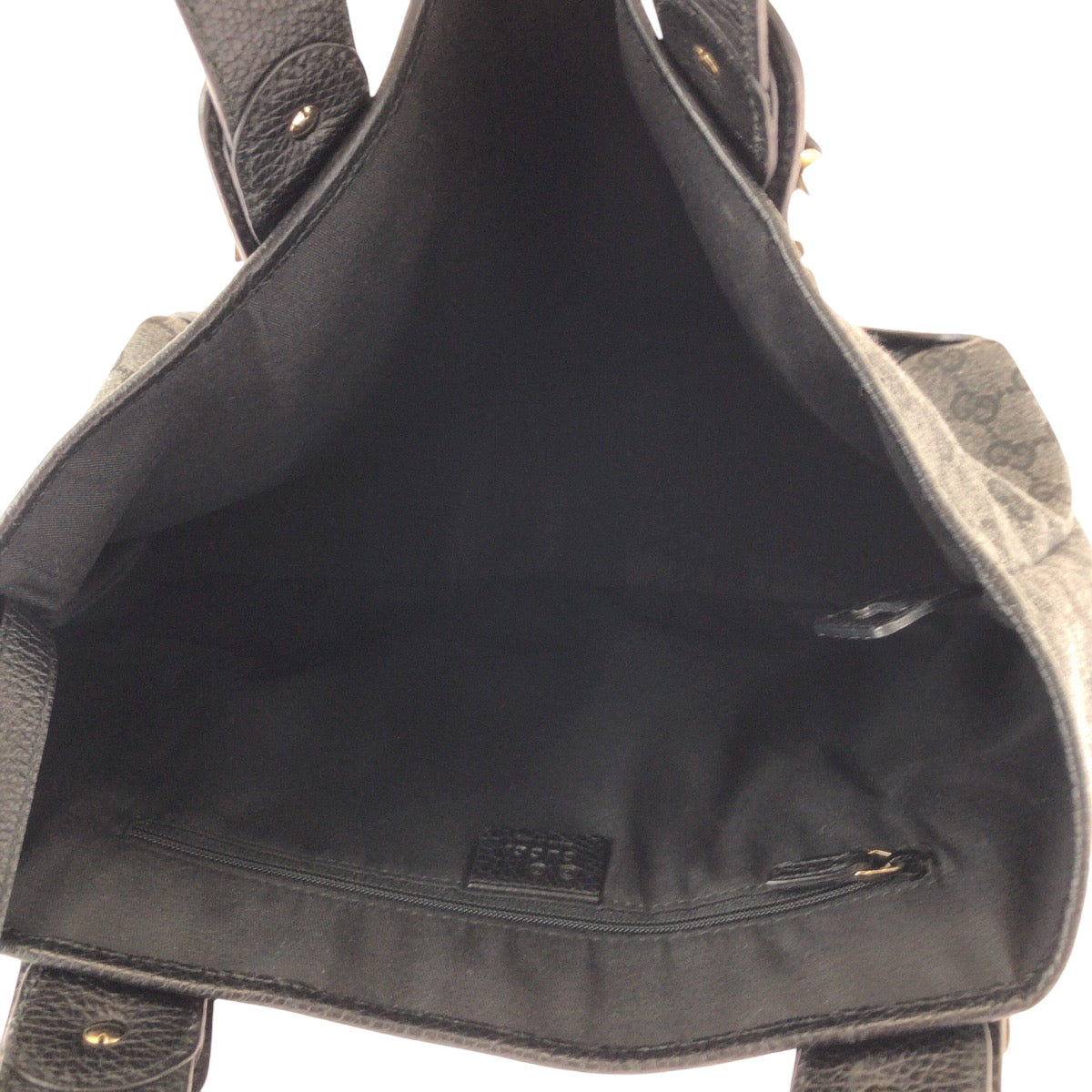 GUCCI Tote Bag 292927 GG canvas Black, Gray, Gold Metal Tote Bag Handbag Shoulder Bag Horsebit Women Used Authentic