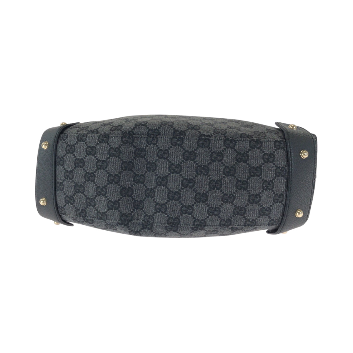 GUCCI Tote Bag 292927 GG canvas Black, Gray, Gold Metal Tote Bag Handbag Shoulder Bag Horsebit Women Used Authentic