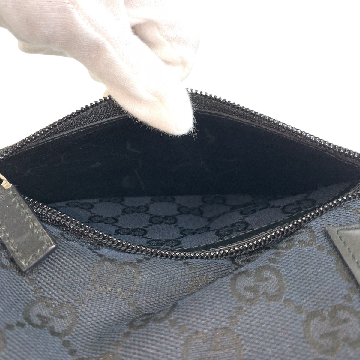 GUCCI Tote Bag 019 0402 GG canvas, leather Black black Tote Bag Shoulder Bag Sherry line Women Used Authentic