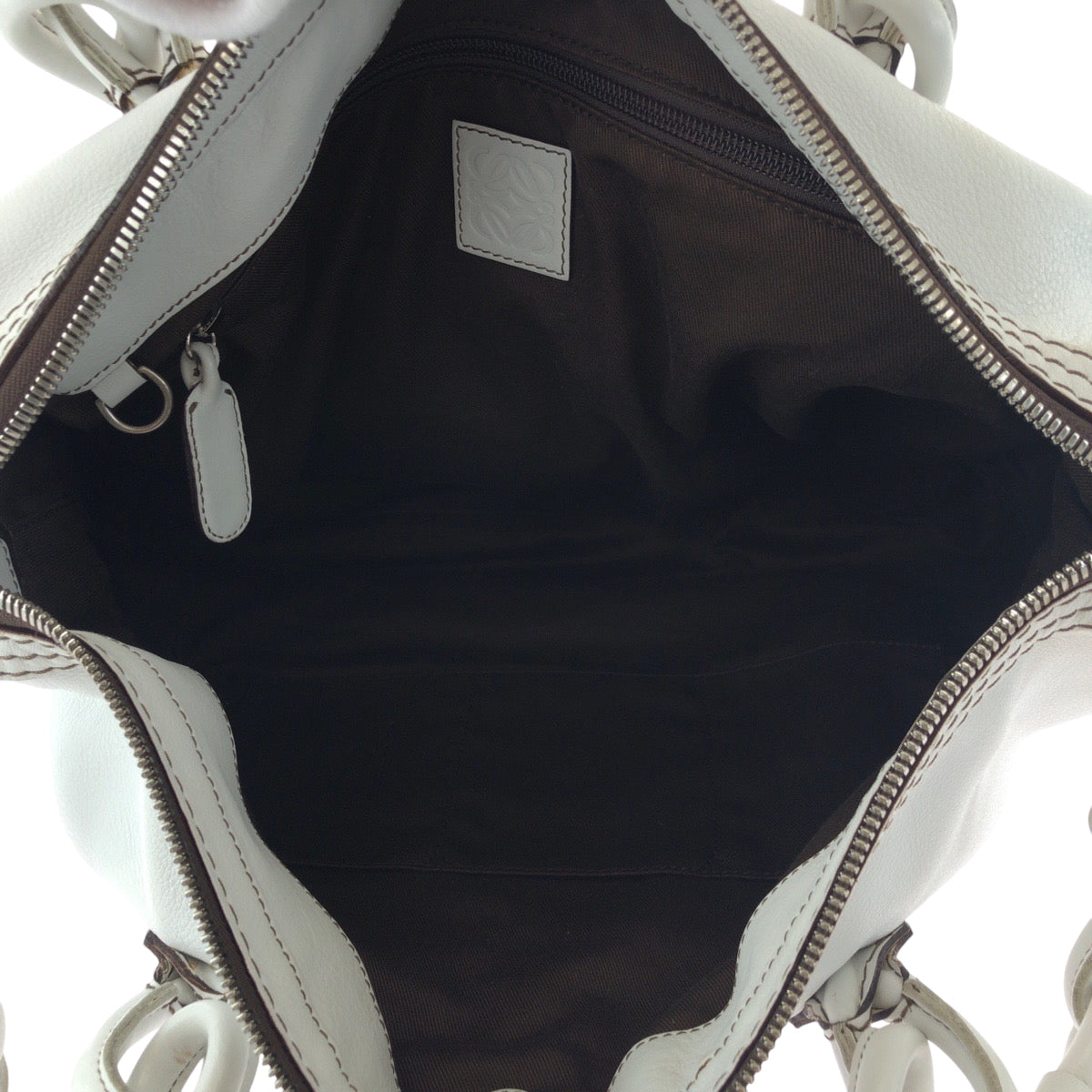 LOEWE Shoulder Bag leather White SilverMetal Shoulder Bag Tote Bag Handbag 2way fiesta Women Used Authentic