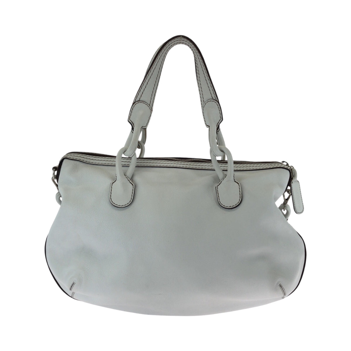 LOEWE Shoulder Bag leather White SilverMetal Shoulder Bag Tote Bag Handbag 2way fiesta Women Used Authentic