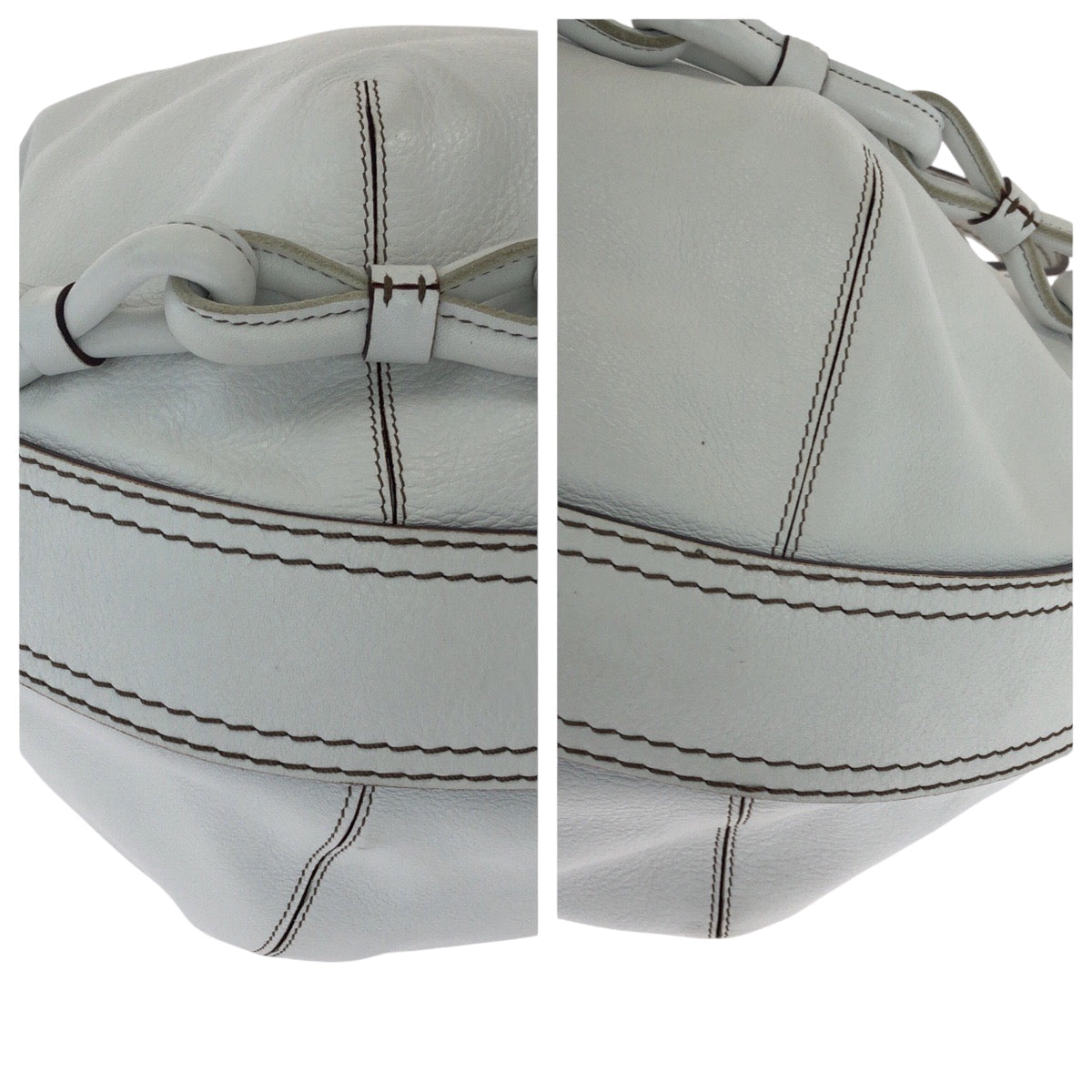 LOEWE Shoulder Bag leather White SilverMetal Shoulder Bag Tote Bag Handbag 2way fiesta Women Used Authentic