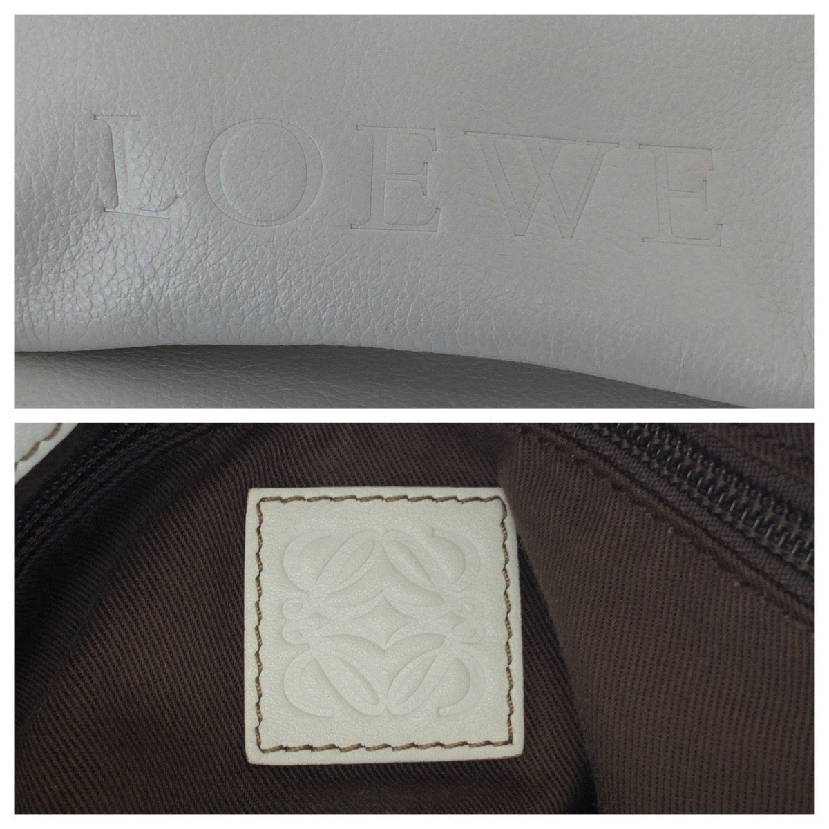 LOEWE Shoulder Bag leather White SilverMetal Shoulder Bag Tote Bag Handbag 2way fiesta Women Used Authentic