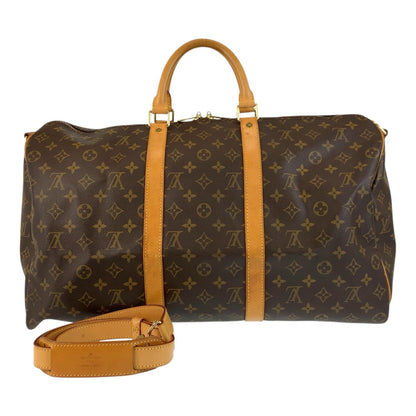 LOUIS VUITTON Boston Duffel bag M41426 PVC, Leather Brown Gold Metal Boston Duffel bag Shoulder Bag 2way Monogram Keepall 50 bandouliere mens Used Authentic