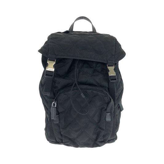PRADA Backpack 2VZ135 Nylon Black SilverMetal Backpack Backpack Test suit quilting Triangle With logo mens(Unisex) Used Authentic