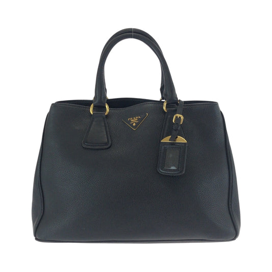PRADA Tote Bag BN2579 leather Black GoldMetal Tote Bag Handbag Shoulder Bag Vitterodino Triangle With logo Women Used Authentic