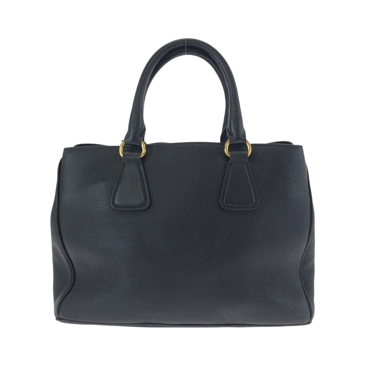 PRADA Tote Bag BN2579 leather Black GoldMetal Tote Bag Handbag Shoulder Bag Vitterodino Triangle With logo Women Used Authentic