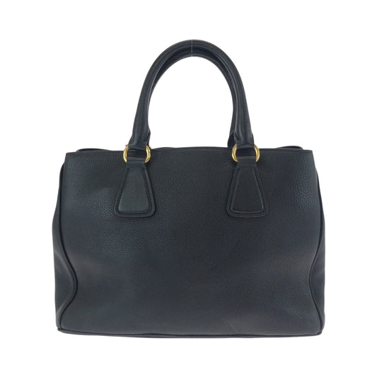 PRADA Tote Bag BN2579 leather Black GoldMetal Tote Bag Handbag Shoulder Bag Vitterodino Triangle With logo Women Used Authentic