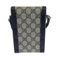 GUCCI Shoulder Bag 625615 GG Supreme Canvas Gray Navy SilverMetal 1955 Horsebit