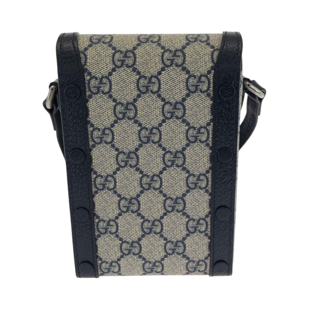 GUCCI Shoulder Bag 625615 GG Supreme Canvas Gray Navy SilverMetal 1955 Horsebit