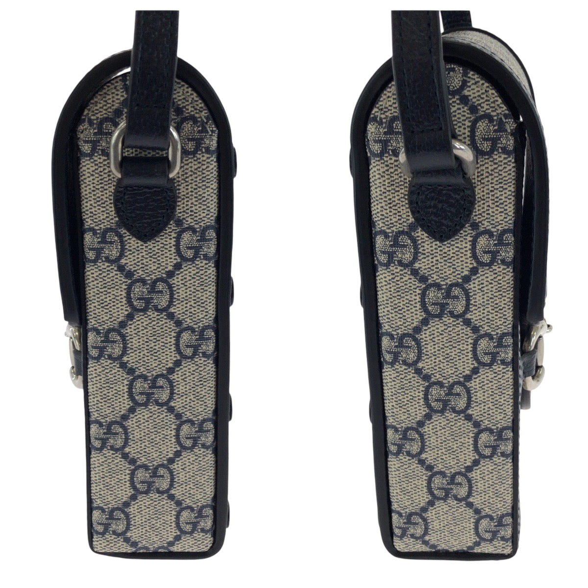 GUCCI Shoulder Bag 625615 GG Supreme Canvas Gray Navy SilverMetal 1955 Horsebit
