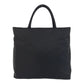 PRADA Tote Bag Nylon Black SilverMetal Tote Bag handbag Test Triangle With logo Women Used Authentic