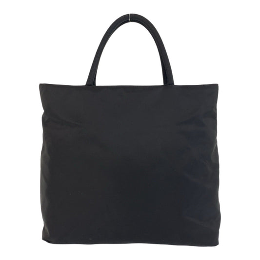 PRADA Tote Bag Nylon Black SilverMetal Tote Bag handbag Test Triangle With logo Women Used Authentic
