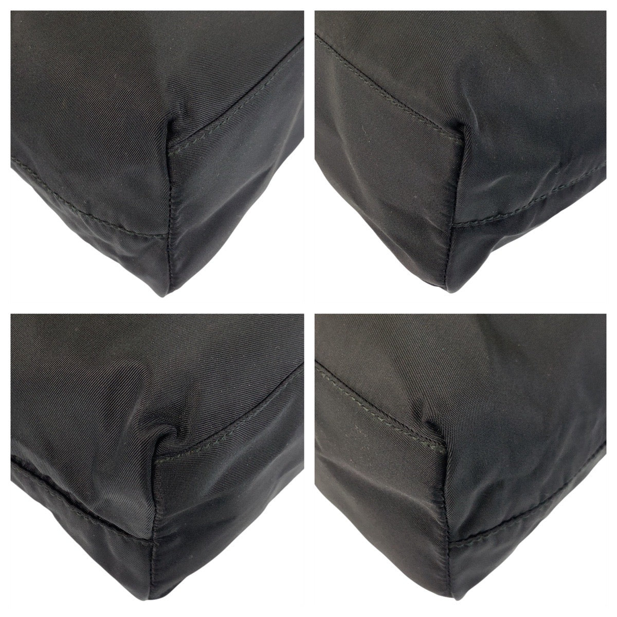 PRADA Tote Bag Nylon Black SilverMetal Tote Bag handbag Test Triangle With logo Women Used Authentic