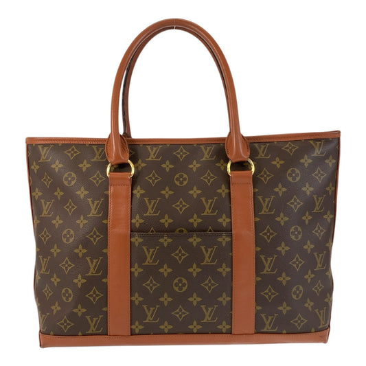 LOUIS VUITTON Tote Bag M42425 PVC, Leather Brown Gold Metal Tote Bag Shoulder Bag Monogram Weekend PM mens Used Authentic