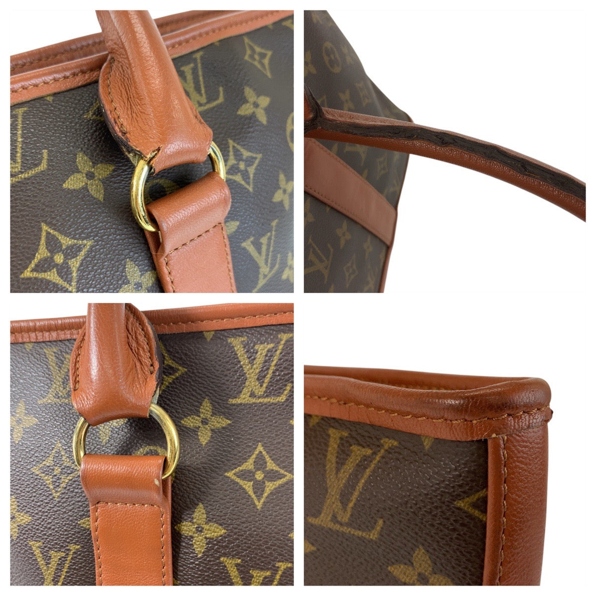 LOUIS VUITTON Tote Bag M42425 PVC, Leather Brown Gold Metal Tote Bag Shoulder Bag Monogram Weekend PM mens Used Authentic